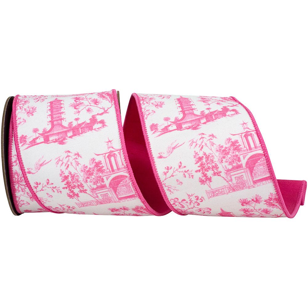 Shop For 4in Asian Vista Chinoiserie Ribbon: Pink (5 Yards)