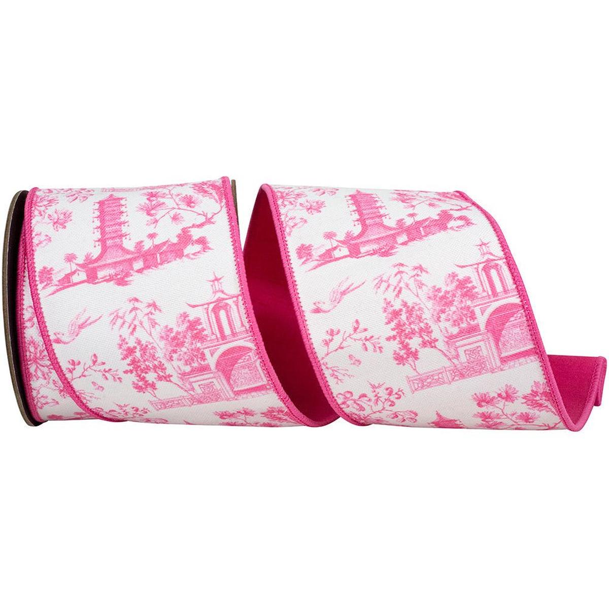 Shop For 4in Asian Vista Chinoiserie Ribbon: Pink (5 Yards)