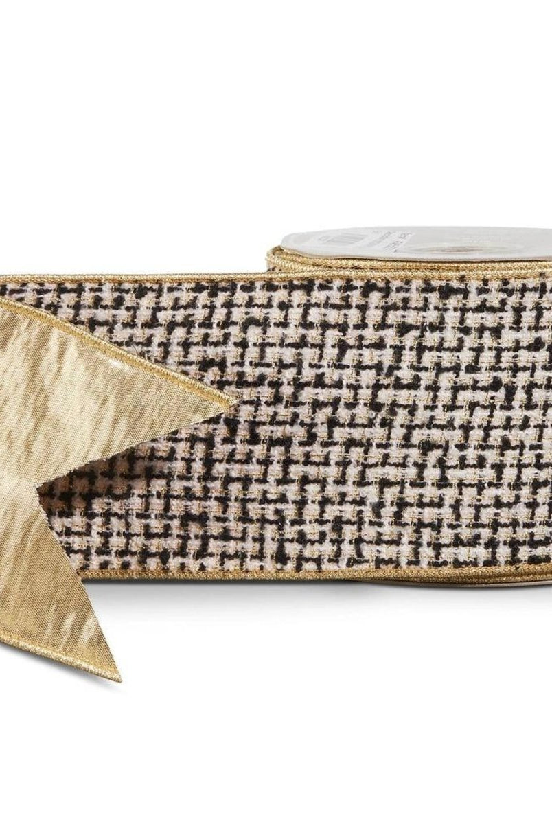 Shop For 4in Black and White Tweed Ribbon (10 Yards)