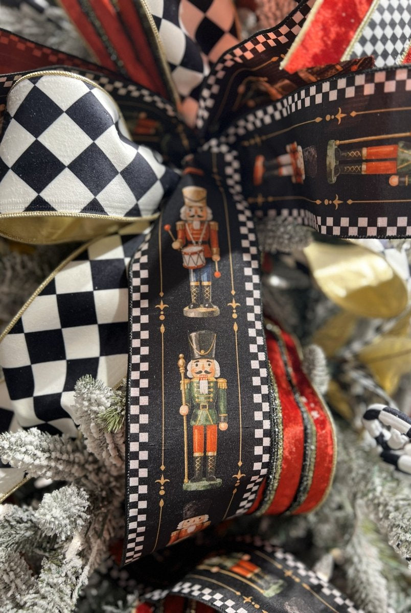 Shop For 4in Black White Check Edge Nutcracker Ribbon (10 Yards)