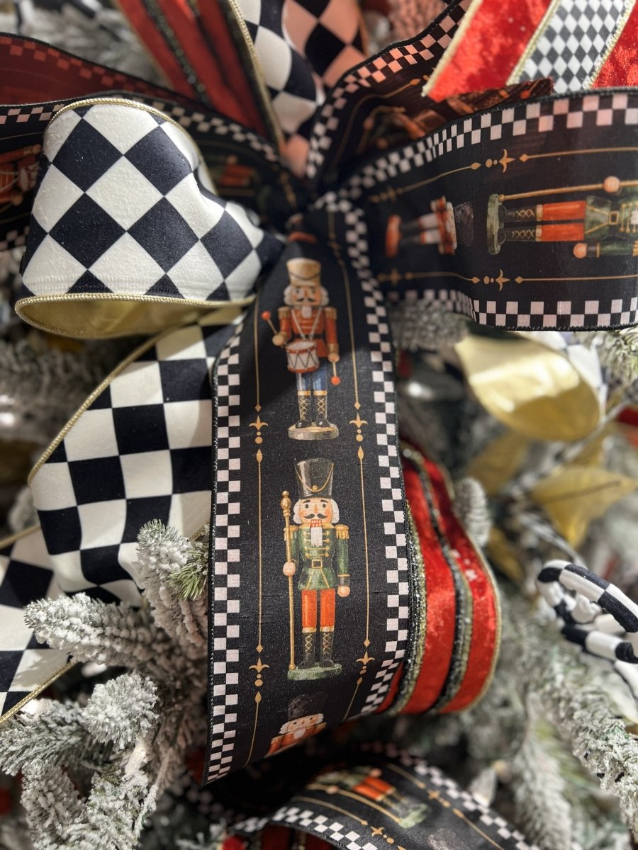 Shop For 4in Black White Check Edge Nutcracker Ribbon (10 Yards)