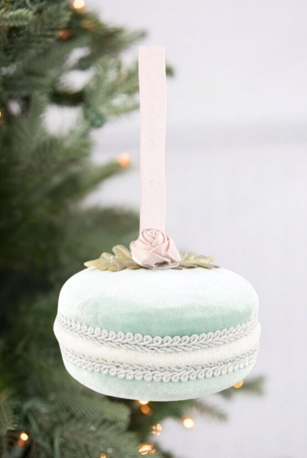 4in Blue Macaron Ornament
