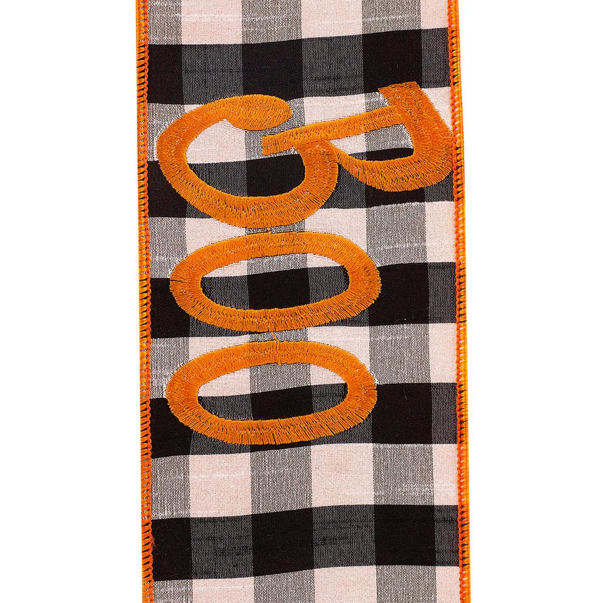Shop For 4in Boo Embroidered Check Wired Ribbon (5 Yards)