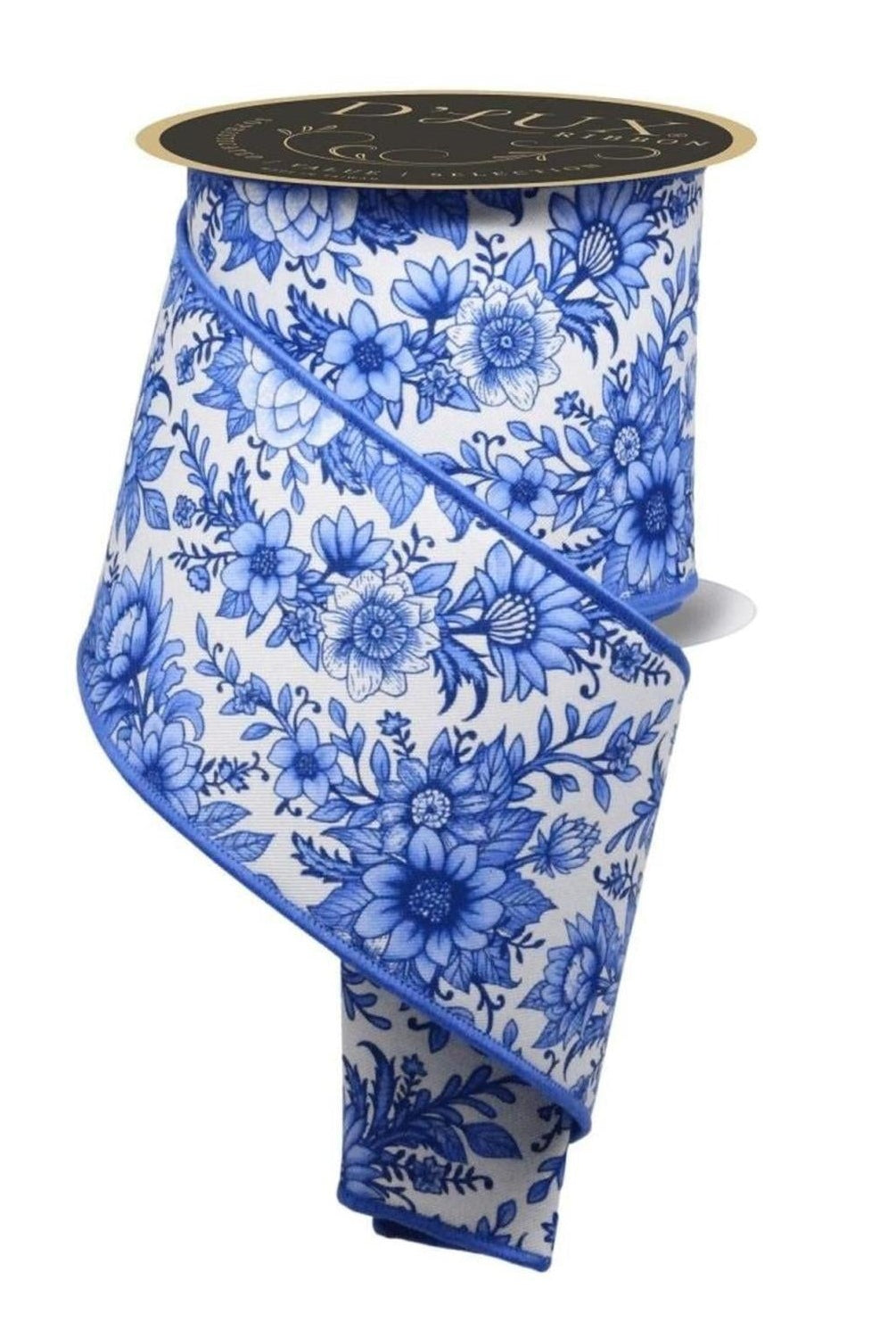 4in Chinoiserie Fused Ribbon: Blue (10 Yards)