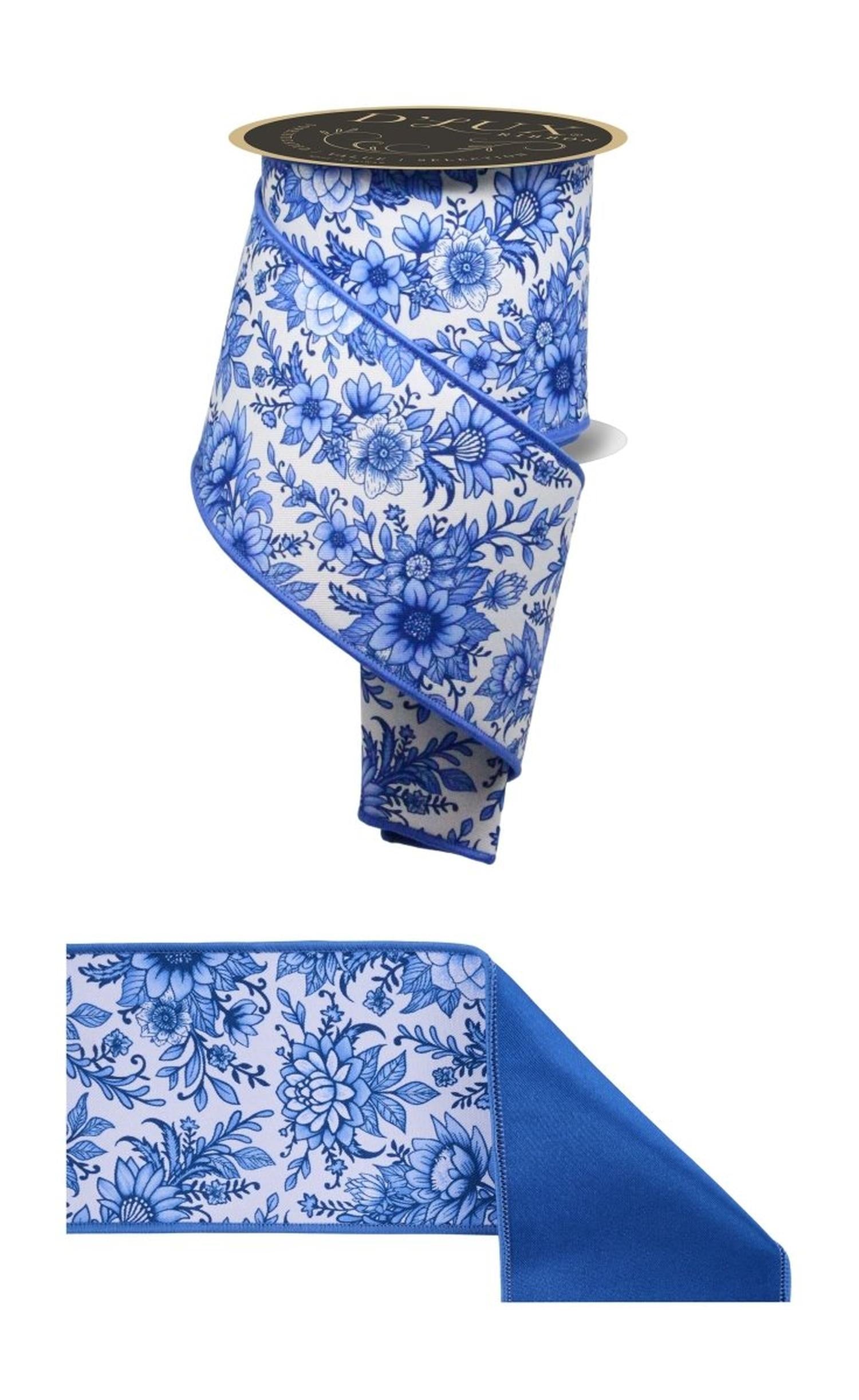 Shop For 4in Chinoiserie Fused Ribbon: Blue (10 Yards)