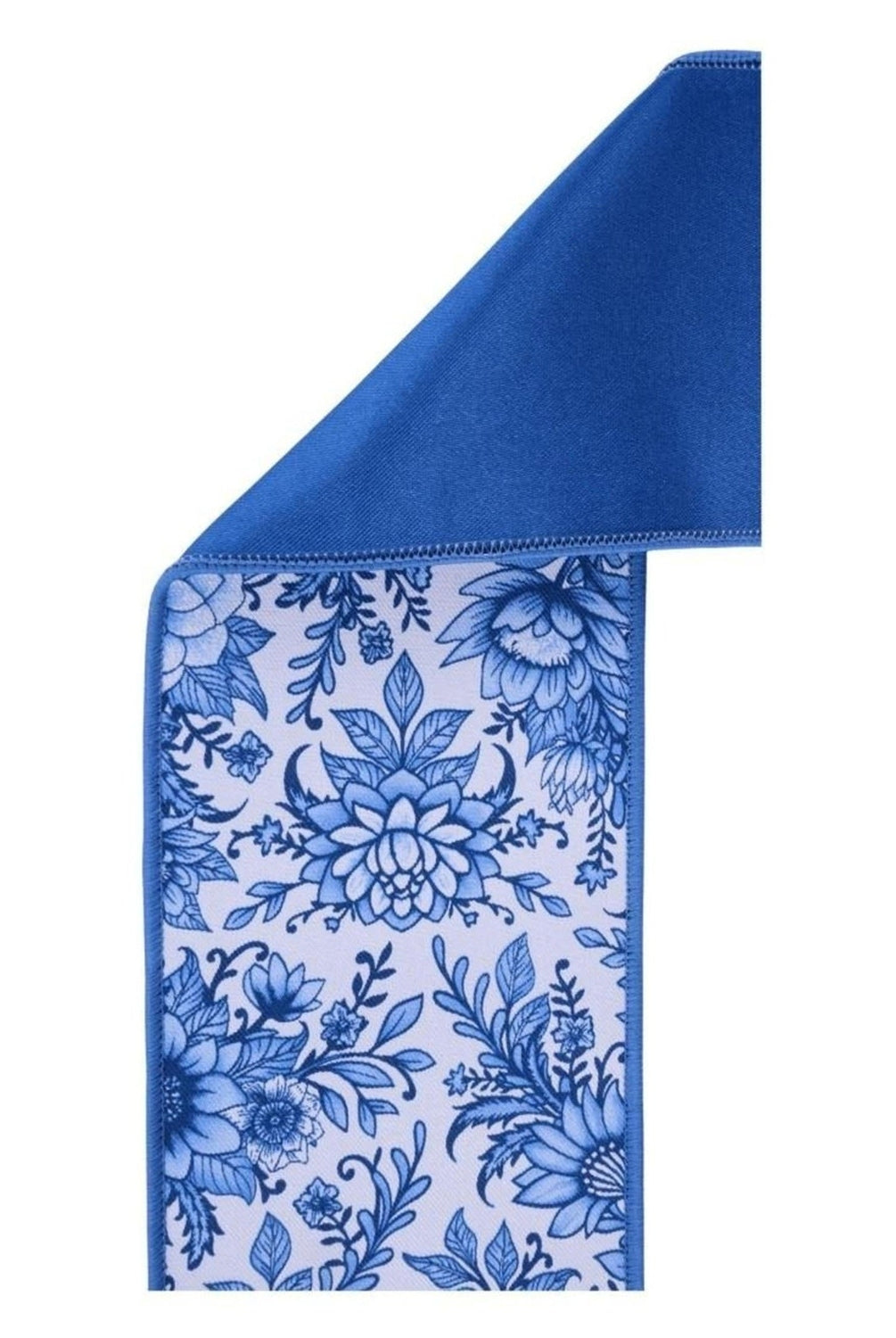 4in Chinoiserie Fused Ribbon: Blue (10 Yards)