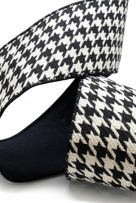 Shop For 4in Cotton Houndstooth Ribbon: Black/White (10 Yards)