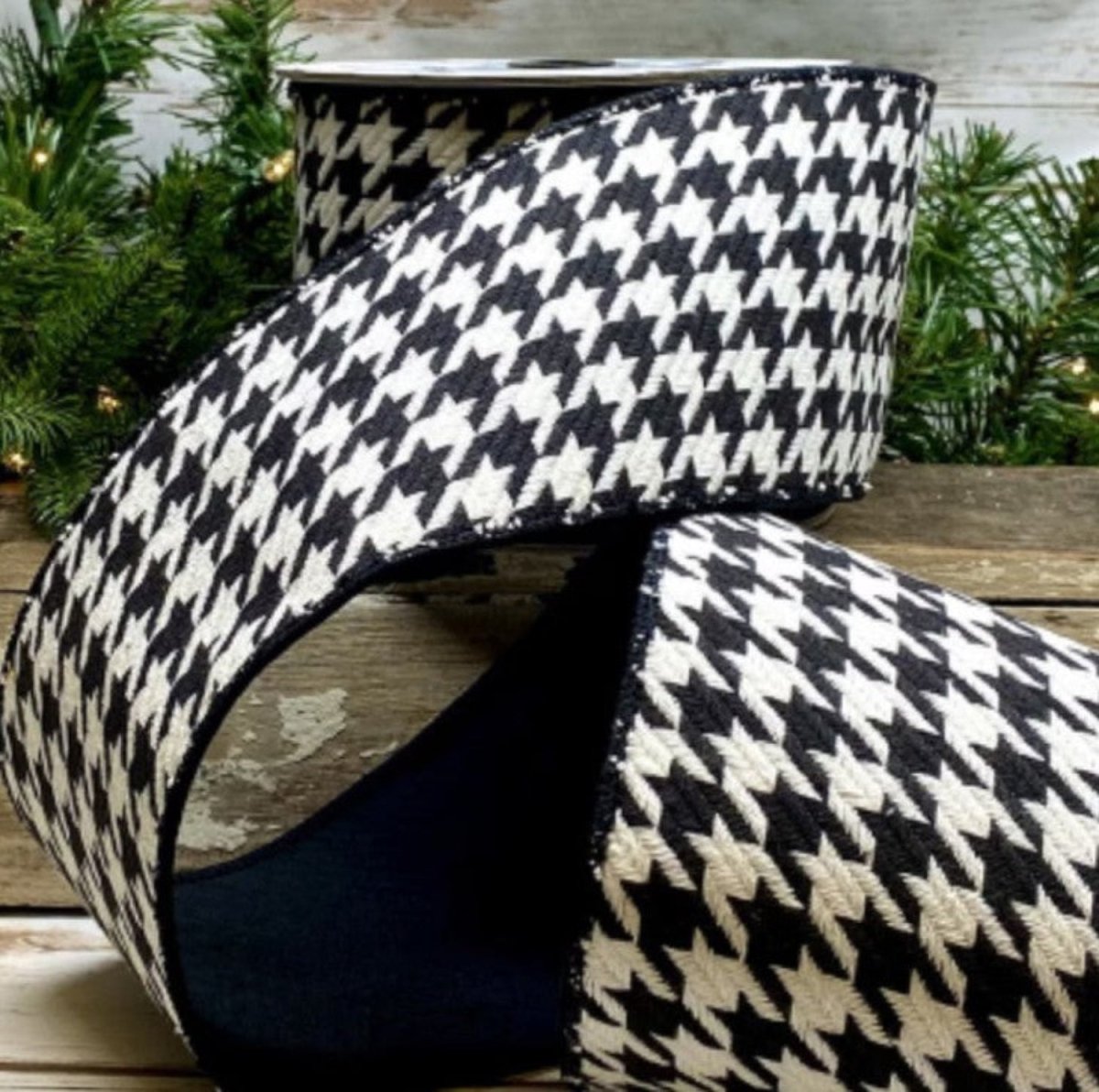 Shop For 4in Cotton Houndstooth Ribbon: Black/White (10 Yards)