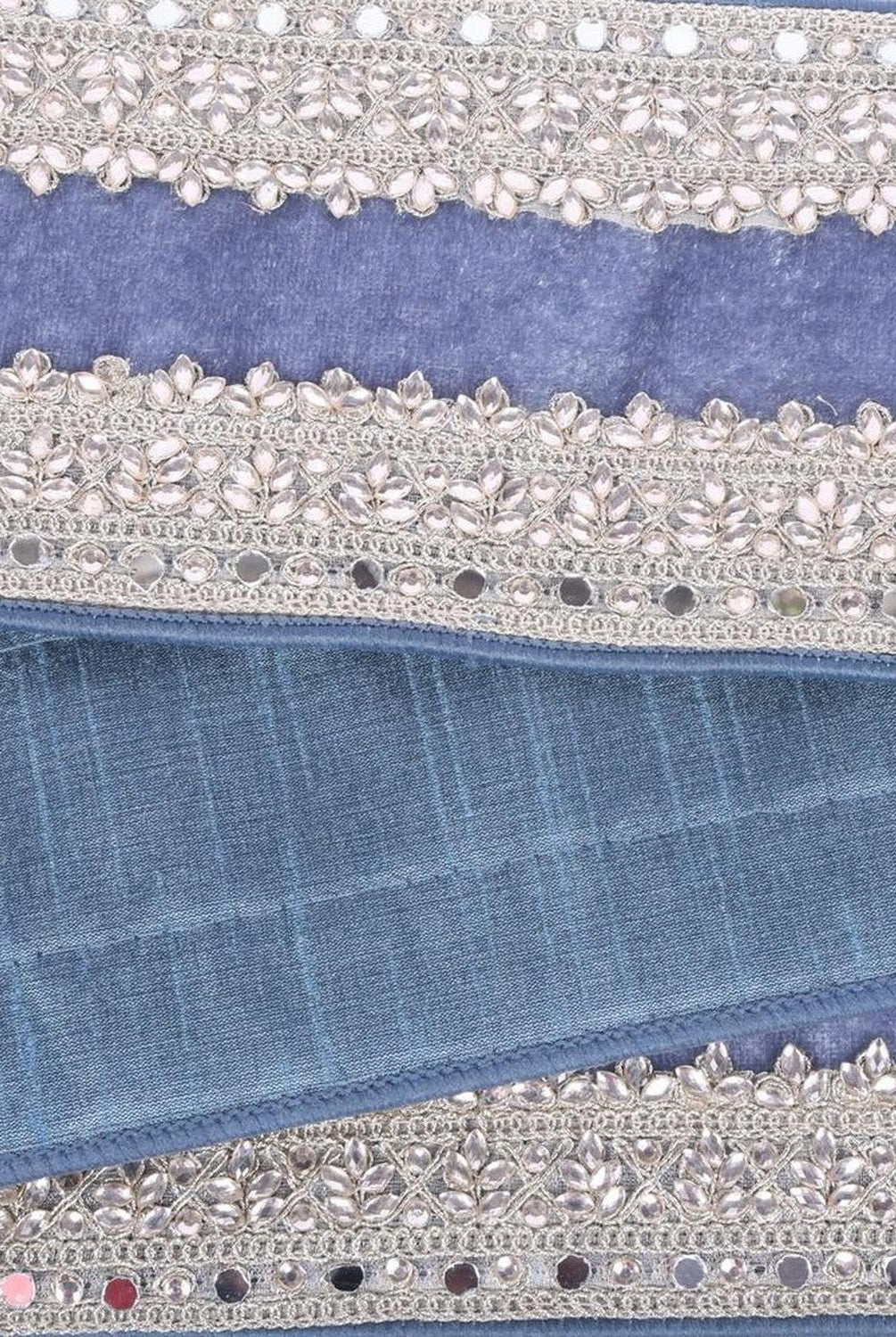 Shop For 4in Denim Blue Velvet Champagne Jewel Ribbon (5 Yards)