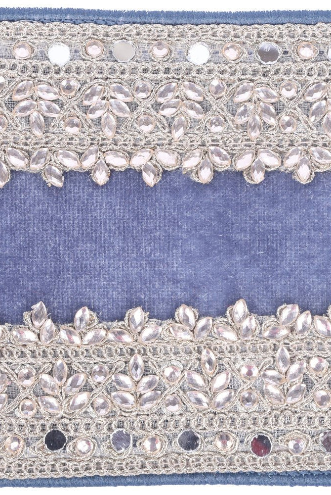 Shop For 4in Denim Blue Velvet Champagne Jewel Ribbon (5 Yards)