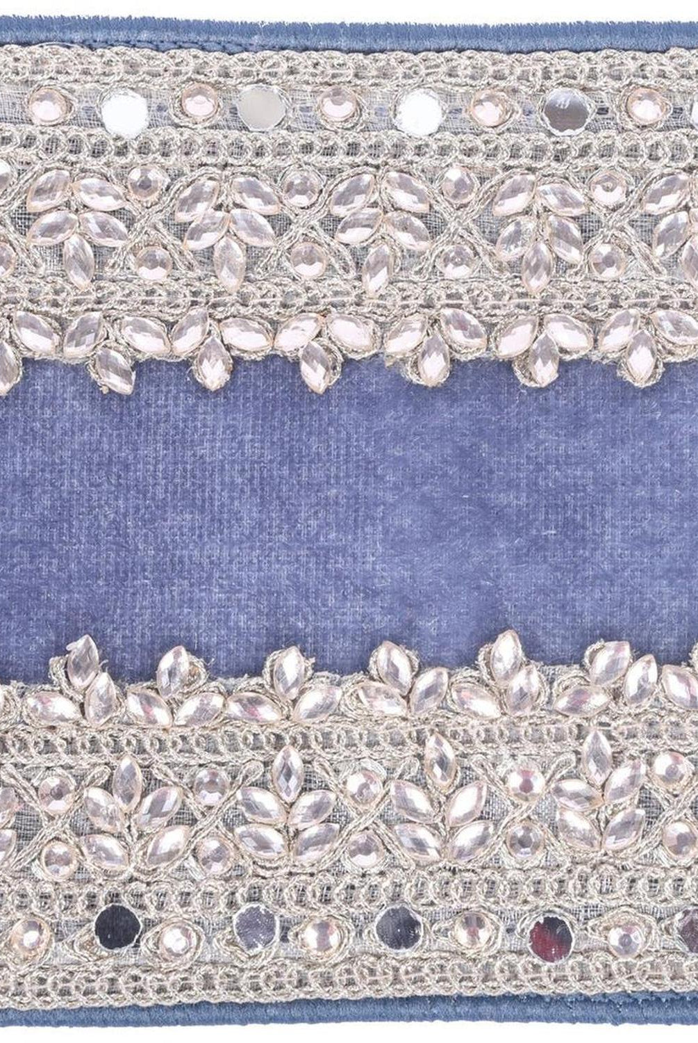 Shop For 4in Denim Blue Velvet Champagne Jewel Ribbon (5 Yards)