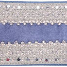 Shop For 4in Denim Blue Velvet Champagne Jewel Ribbon (5 Yards)