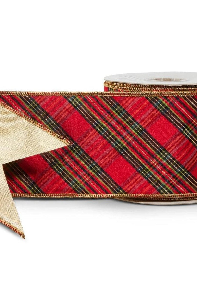Shop For 4in Diagonal Plaid Ribbon: Red (10 Yards)