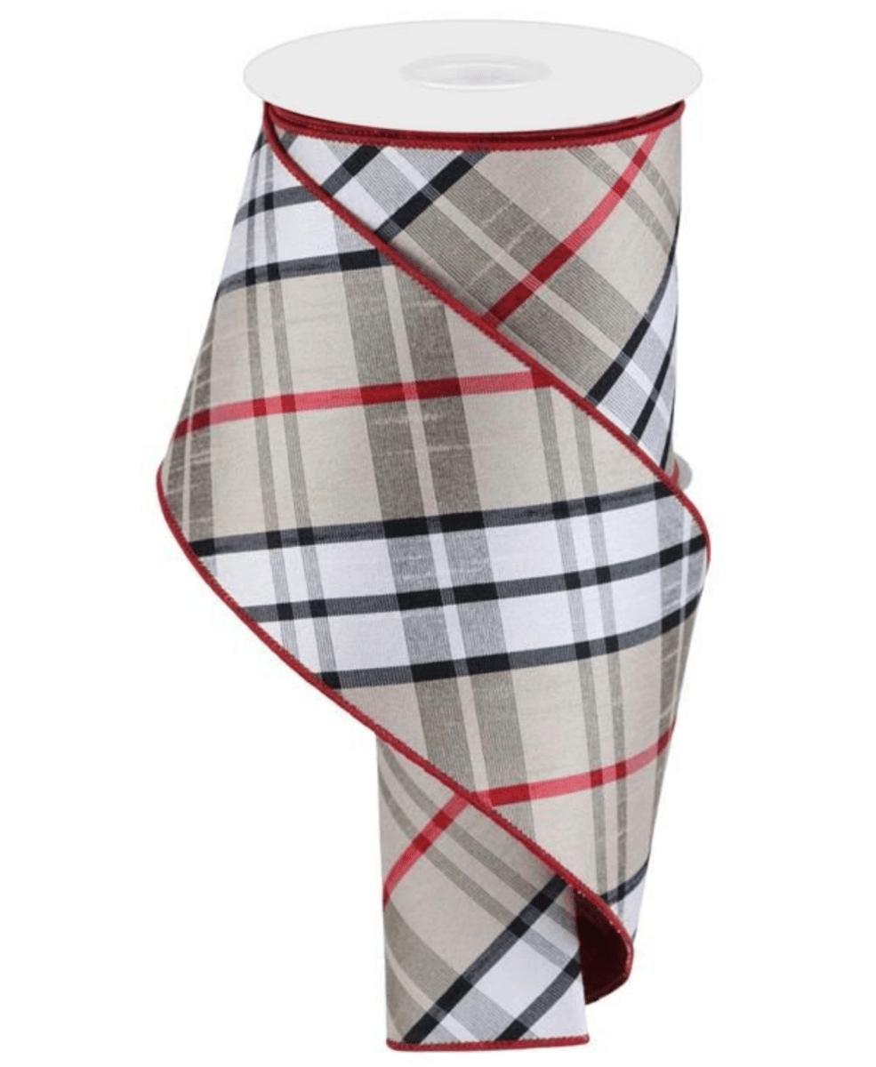 Shop For 4in Diagonal Plaid Ribbon: Red/Tan (10 Yards)