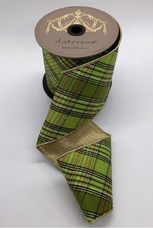 Shop For 4in Dupion Bias Plaid Ribbon: Lime, Olive, Hunter Green (10 Yards)
