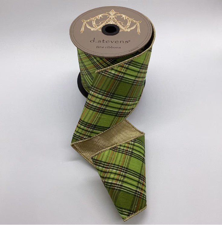 Shop For 4in Dupion Bias Plaid Ribbon: Lime, Olive, Hunter Green (10 Yards)