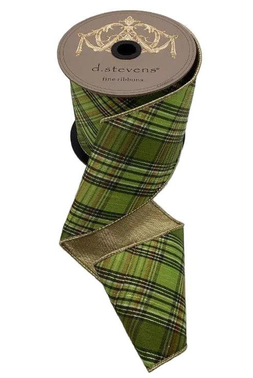 Shop For 4in Dupion Bias Plaid Ribbon: Lime, Olive, Hunter Green (10 Yards)