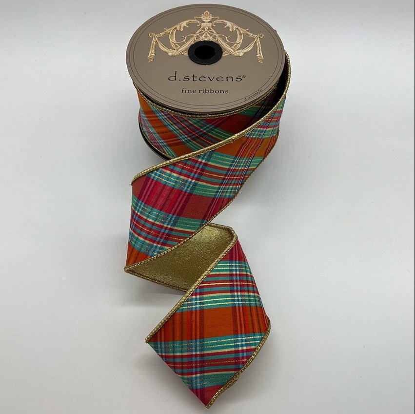 Shop For 4in Dupion Bias Plaid, Ribbon: Pink, Ice Blue, Orange (10 Yards)