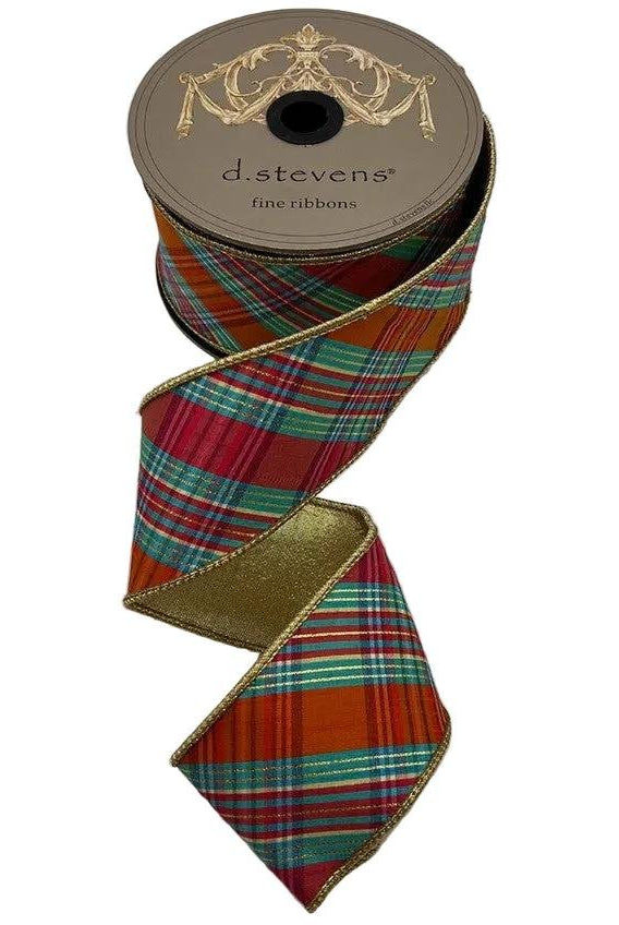 Shop For 4in Dupion Bias Plaid, Ribbon: Pink, Ice Blue, Orange (10 Yards)