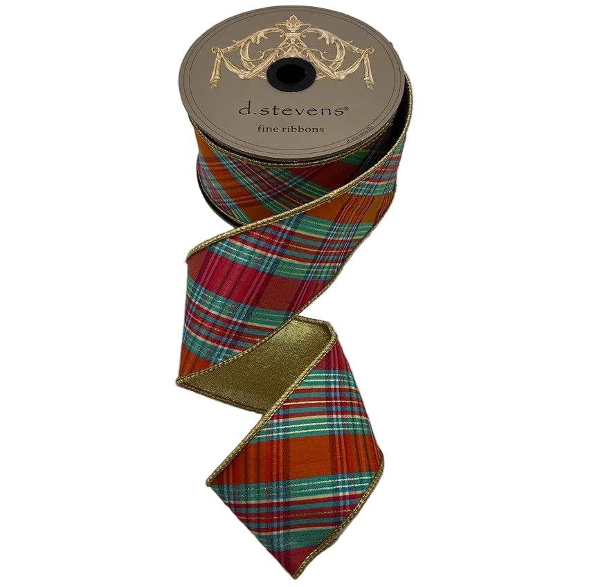 Shop For 4in Dupion Bias Plaid, Ribbon: Pink, Ice Blue, Orange (10 Yards)