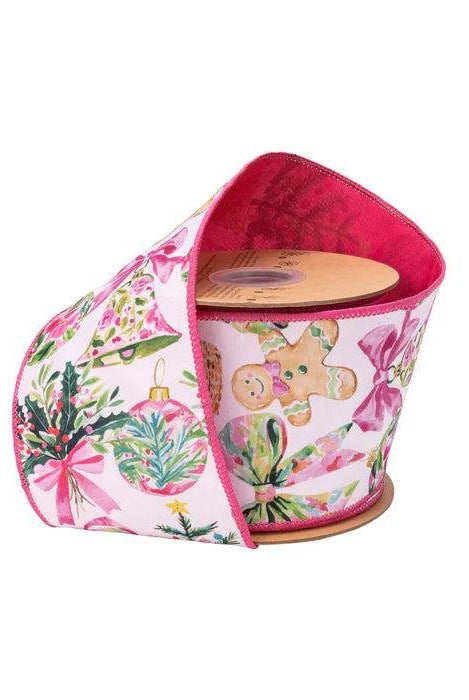 Shop For 4in Dupioni Pink Gingerbread and Bows Ribbon (10 Yards)