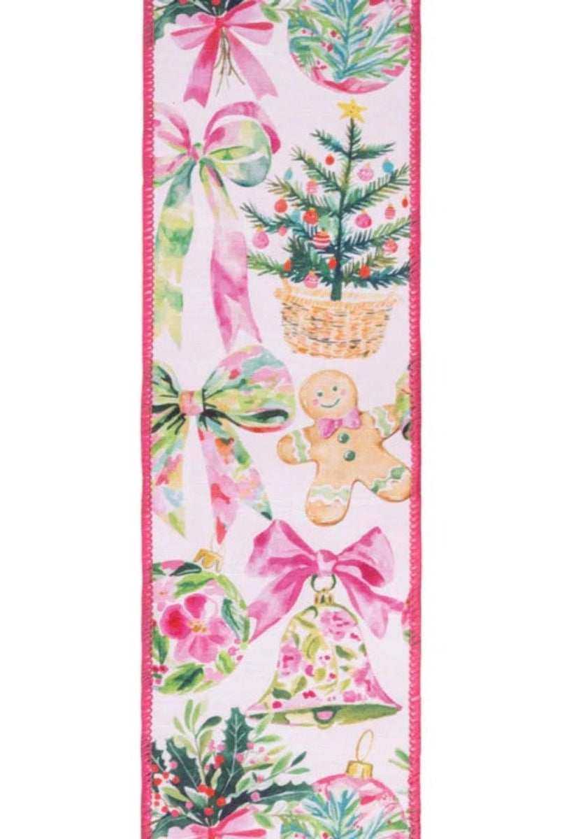 Shop For 4in Dupioni Pink Gingerbread and Bows Ribbon (10 Yards)
