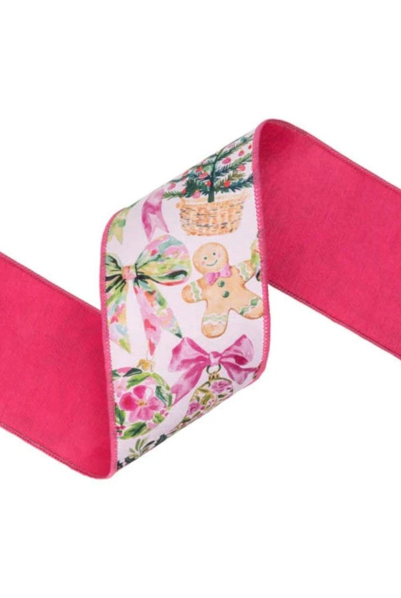 Shop For 4in Dupioni Pink Gingerbread and Bows Ribbon (10 Yards)