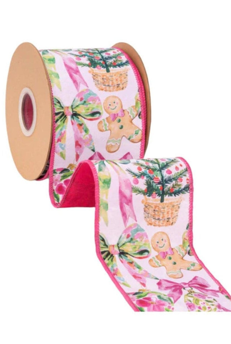 Shop For 4in Dupioni Pink Gingerbread and Bows Ribbon (10 Yards)