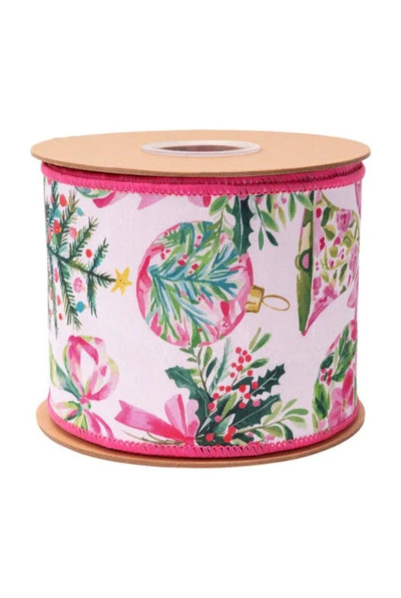 Shop For 4in Dupioni Pink Gingerbread and Bows Ribbon (10 Yards)