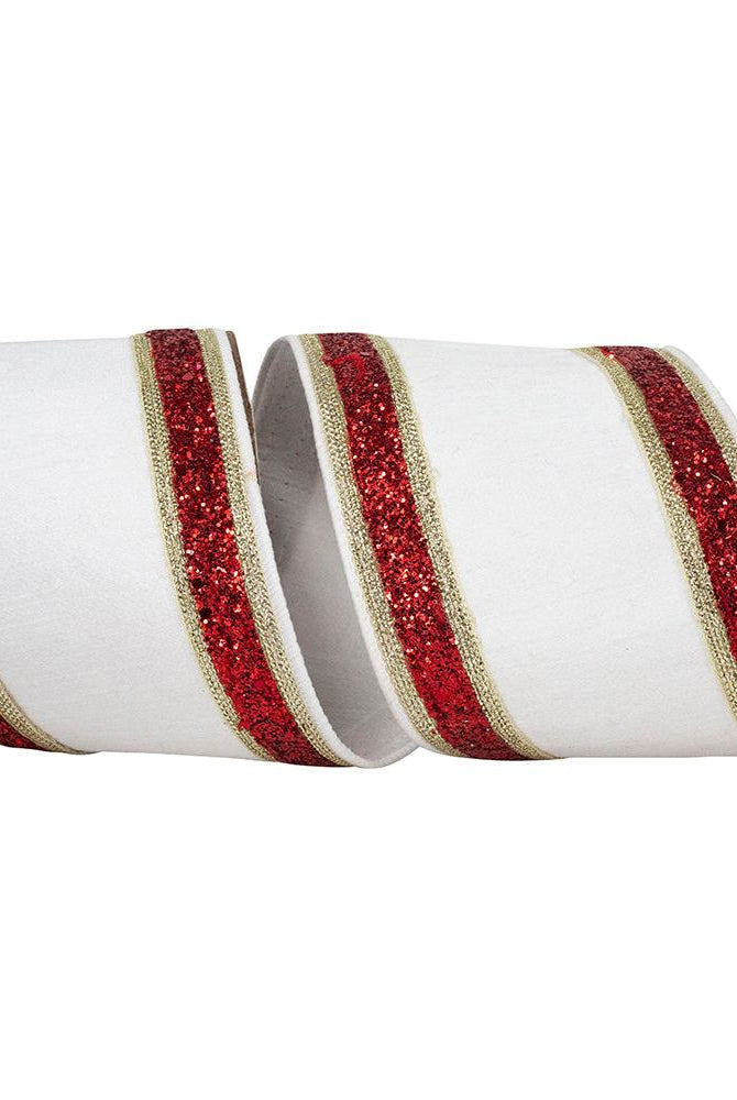 Shop For 4in Dupioni Regalia Glitter Ribbon: Red/White (5 Yards)