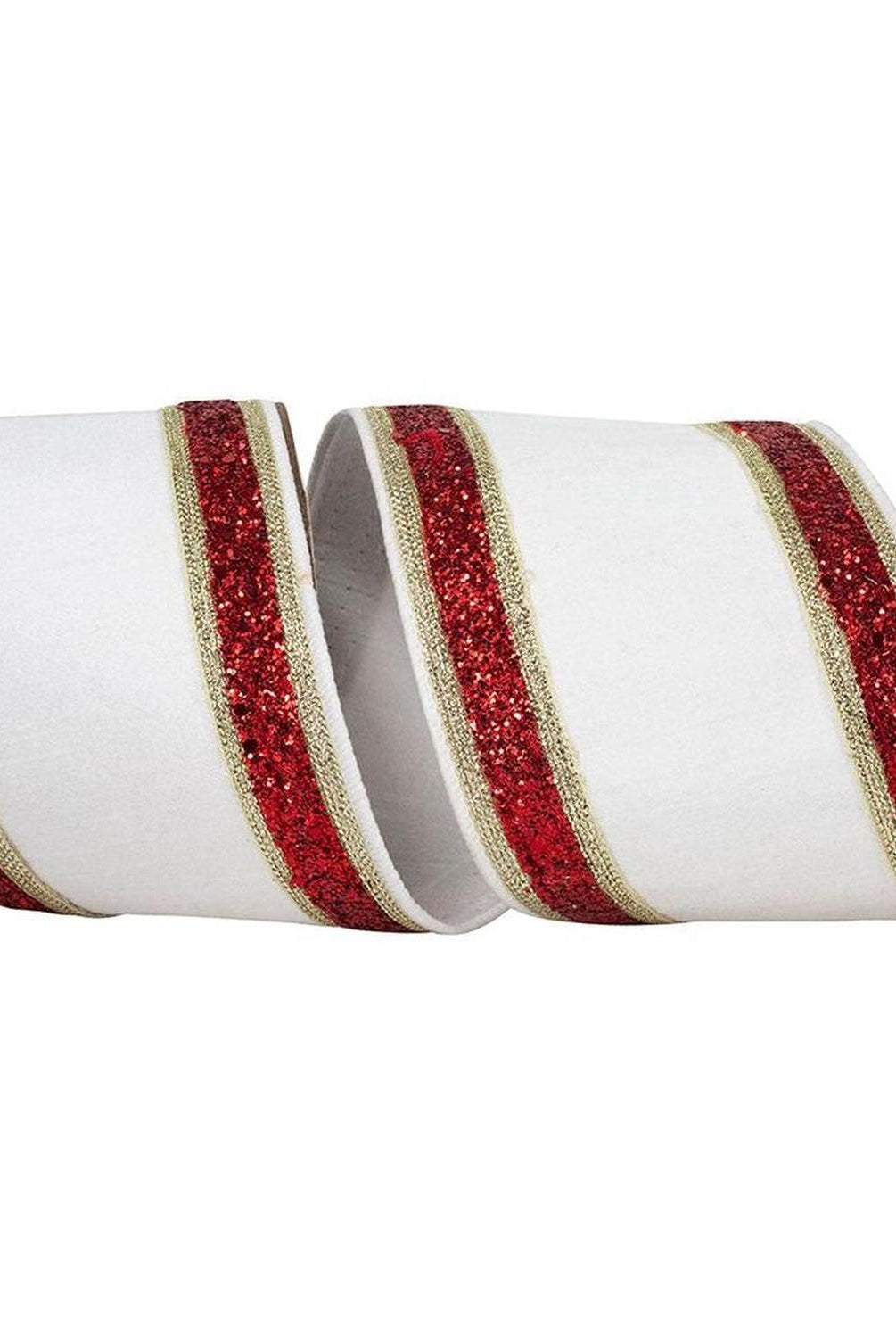 Shop For 4in Dupioni Regalia Glitter Ribbon: Red/White (5 Yards)
