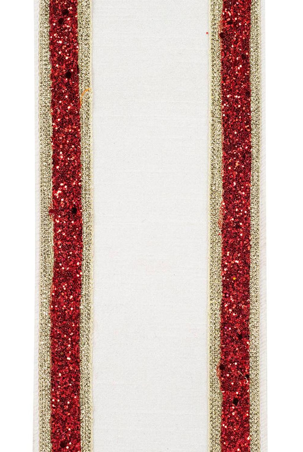 Shop For 4in Dupioni Regalia Glitter Ribbon: Red/White (5 Yards)