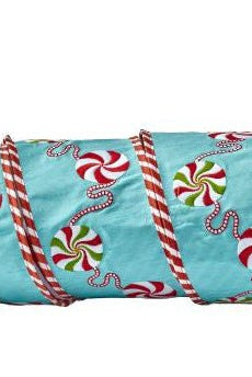 Shop For 4in Embroider Peppermint Candy Ribbon: Blue (5 Yards)