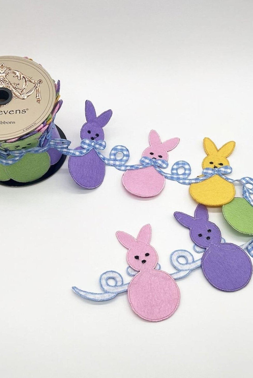 4in Felt Rabbit Gingham Bow Garland (5 Yards)