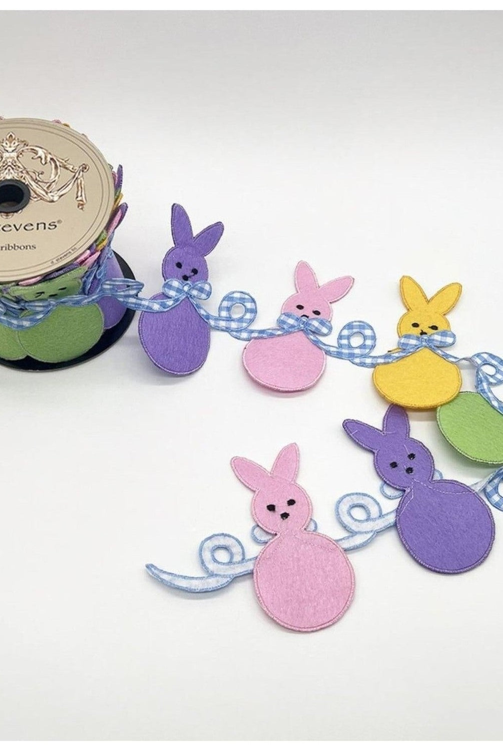 4in Felt Rabbit Gingham Bow Garland (5 Yards)