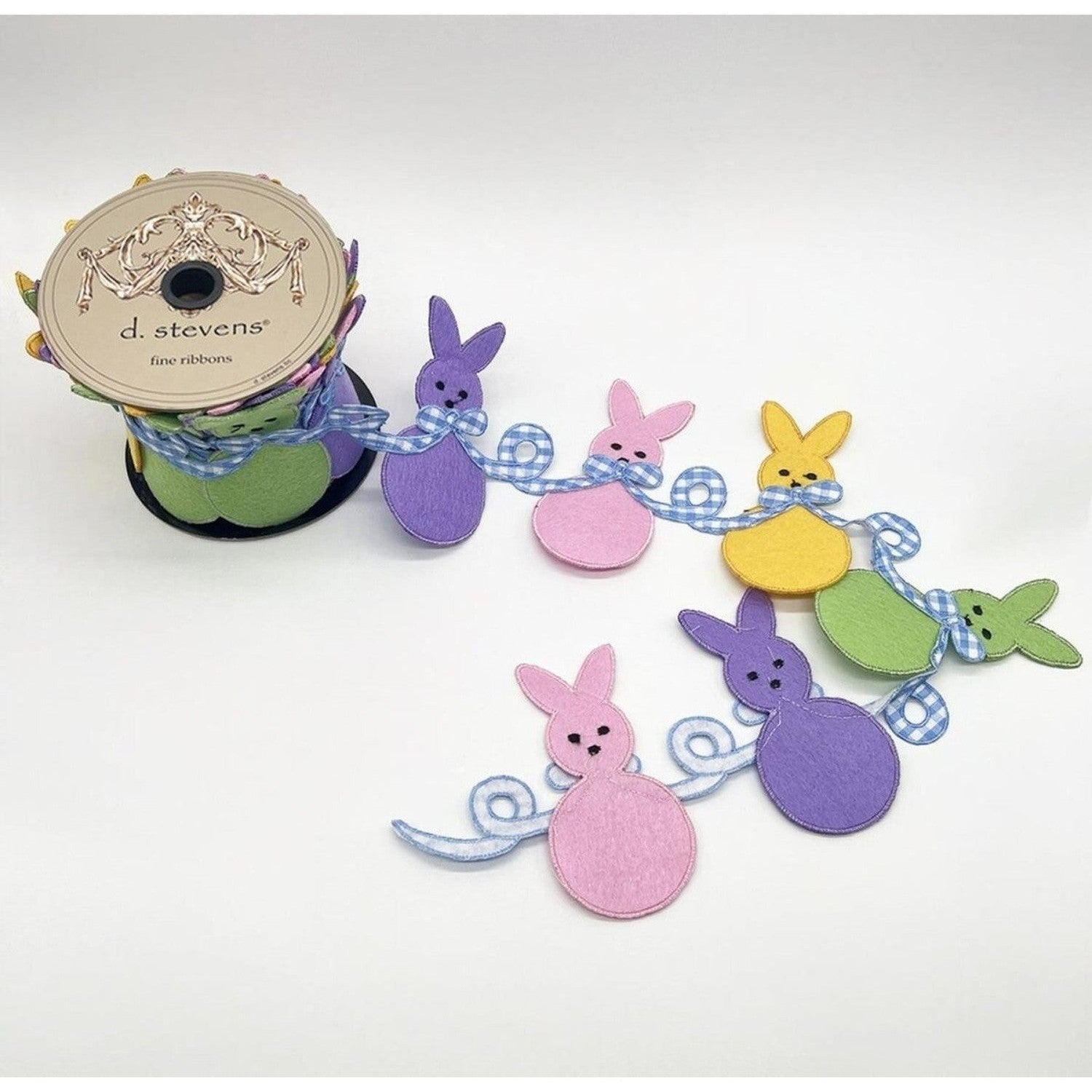 4in Felt Rabbit Gingham Bow Garland (5 Yards)