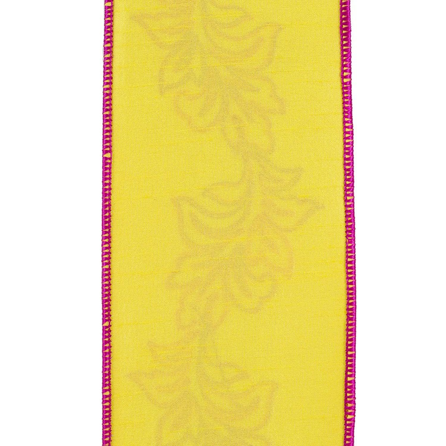 Shop For 4in Filigree Embroidery Ribbon: Yellow/Fuchsia (5 Yards)