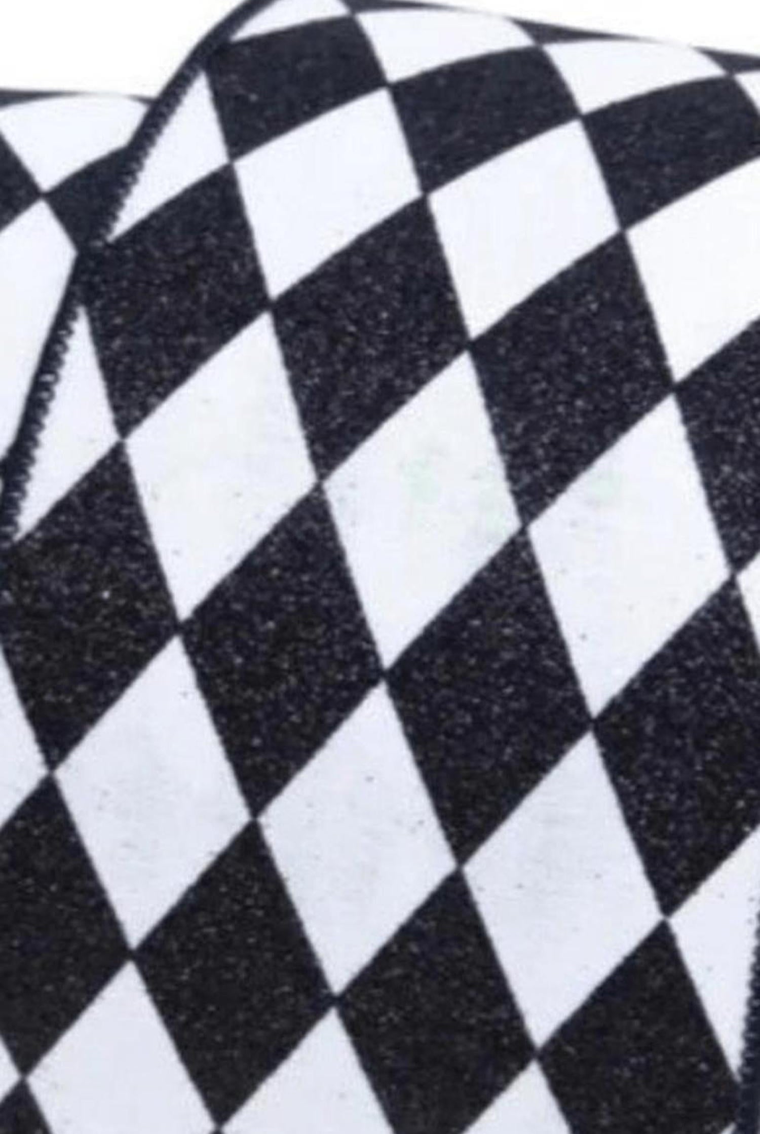 4in Glitter Jester Diamond Ribbon: Black & White (10 Yards)