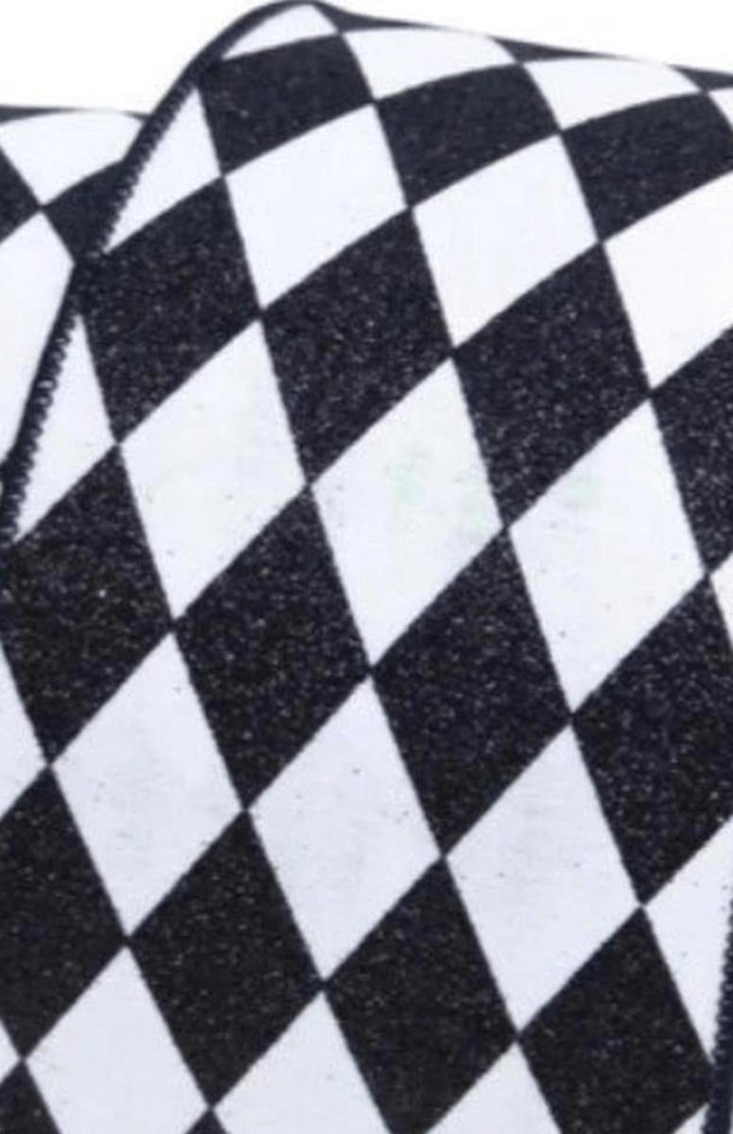 4in Glitter Jester Diamond Ribbon: Black & White (10 Yards)