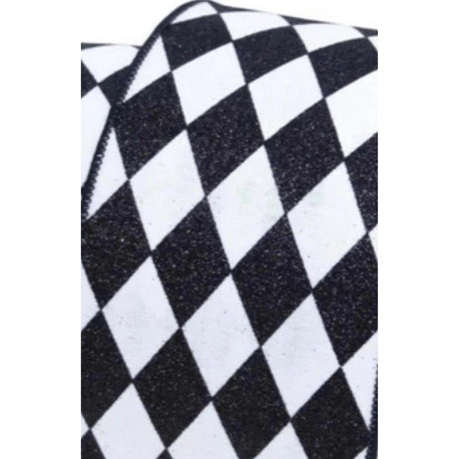 4in Glitter Jester Diamond Ribbon: Black & White (10 Yards)