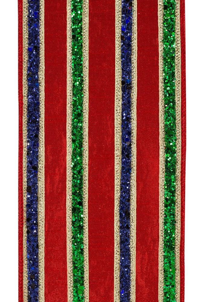 Shop For 4in Glitter Stripe Fiesta Ribbon: Red (5 Yards)