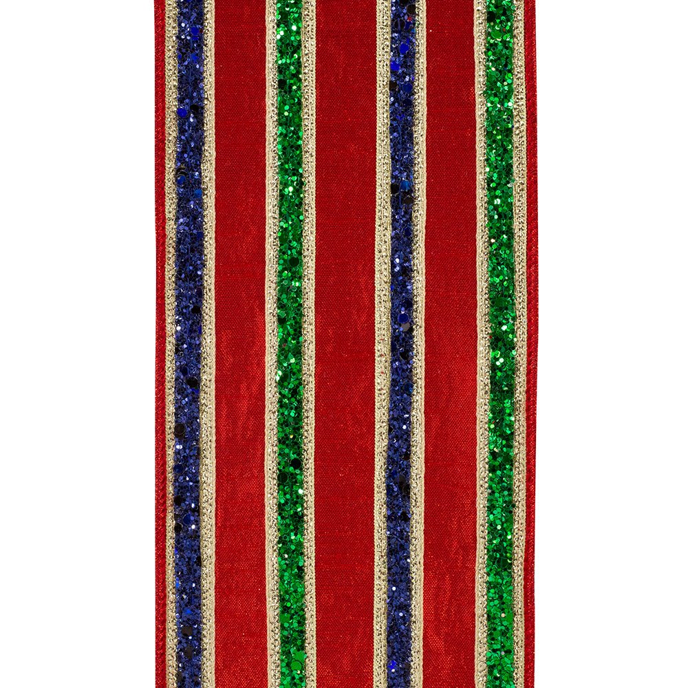 Shop For 4in Glitter Stripe Fiesta Ribbon: Red (5 Yards)