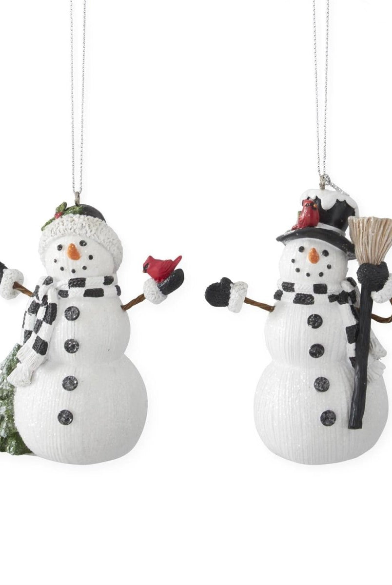 Shop For 4in Glittered Resin Snowmen Ornaments (Set of 2)