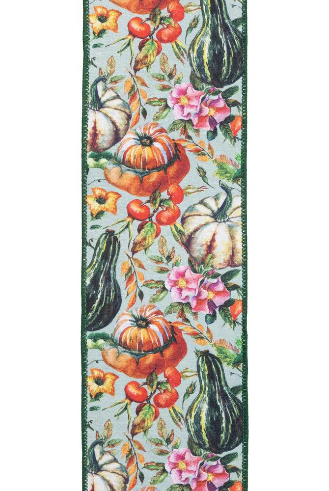 Shop For 4in Gourds on Green Fall Ribbon (10 Yards)