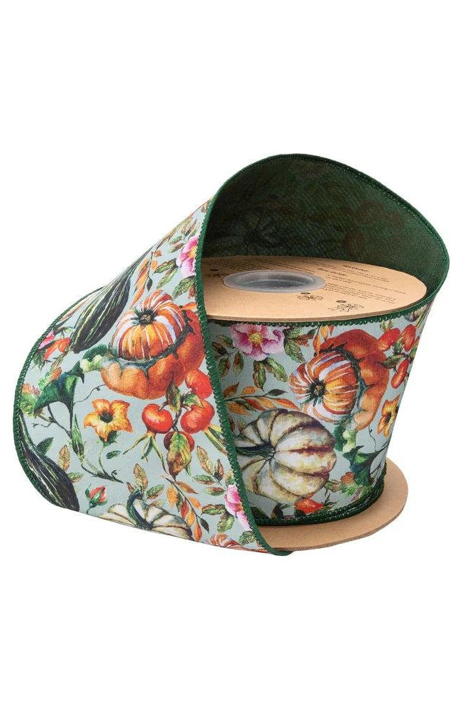 Shop For 4in Gourds on Green Fall Ribbon (10 Yards)