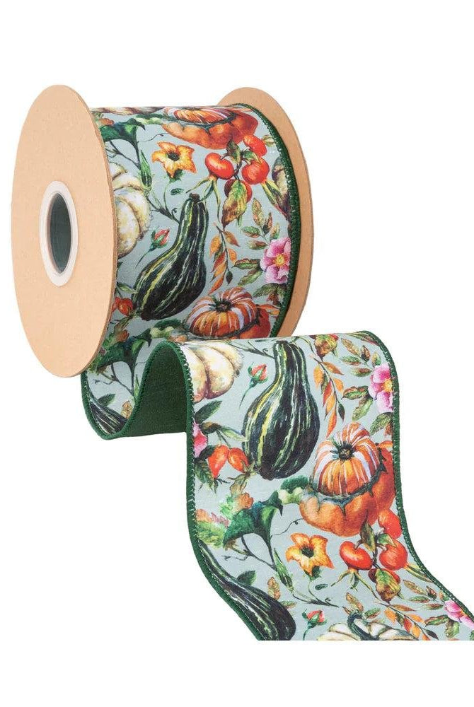 Shop For 4in Gourds on Green Fall Ribbon (10 Yards)