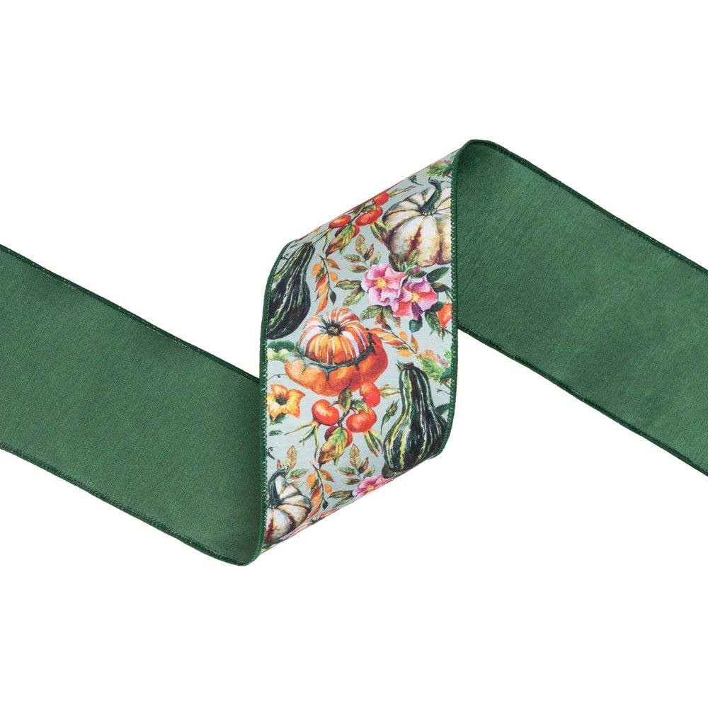 Shop For 4in Gourds on Green Fall Ribbon (10 Yards)