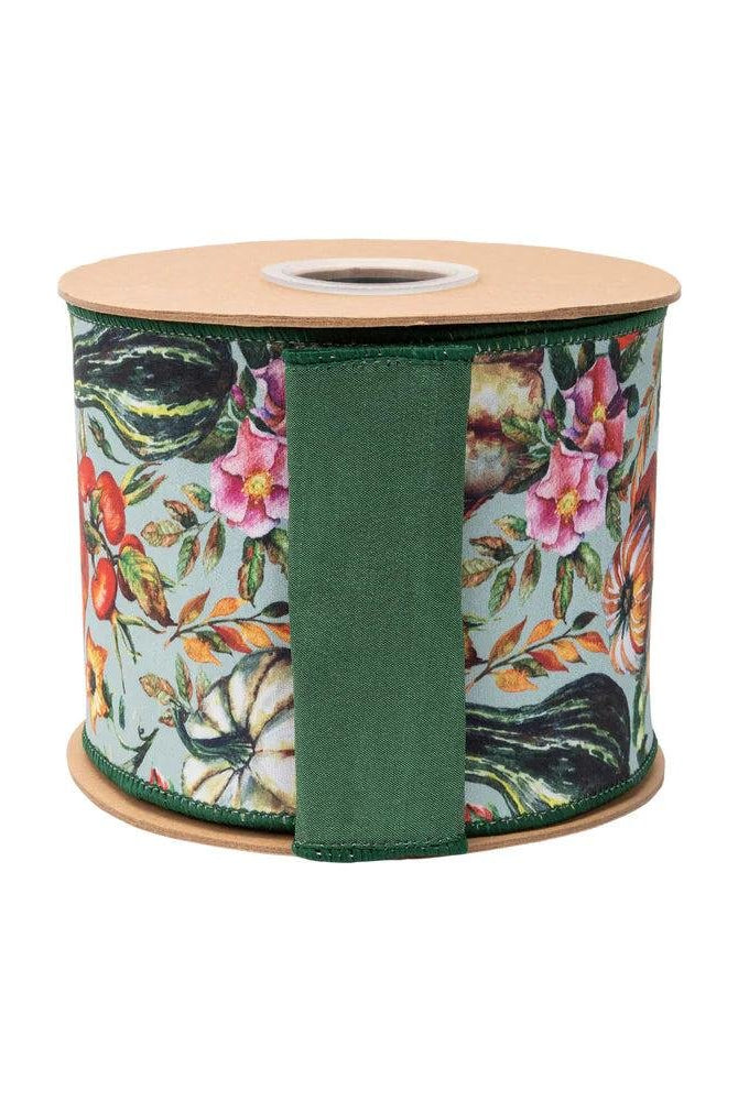 Shop For 4in Gourds on Green Fall Ribbon (10 Yards)