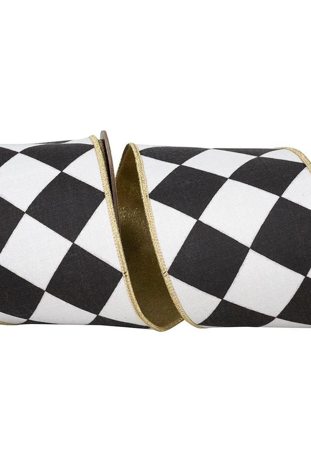 4in Grand Diamond Deluxe Ribbon: Black/White (10 Yards)