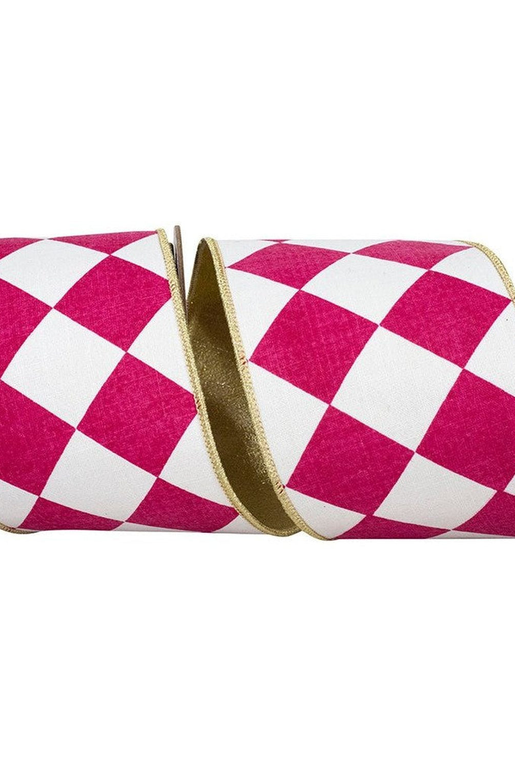 Shop For 4in Grand Diamond Dupioni Ribbon: Fuchsia/White (10 Yards)